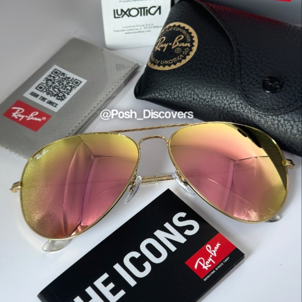 FREE SHIPPING Ray Ban Aviator RB3025 Pink Mirror